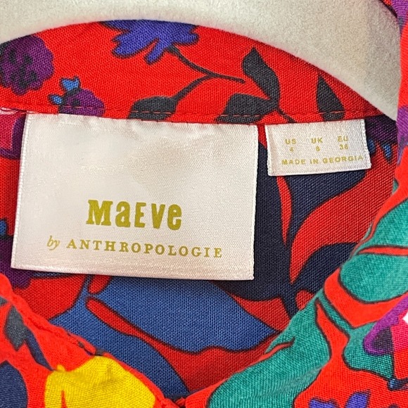 Maeve Blithe Button-Up Fruit Novelty Shirt Womens Size 4 Red Long Sleeve - Picture 10 of 16